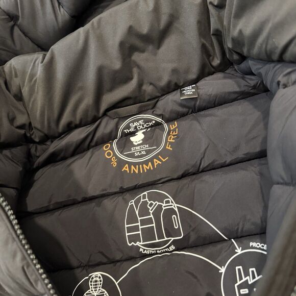 SAVE THE DUCK Black Dorothy Quilted Removable Hood Puffer Jacket NWT Size 5 L/XL - Picture 10 of 12